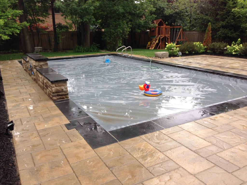 waterfall, Interlocking patio, Retaining Wall, Patio, Coping, Pool landscaping, sodding