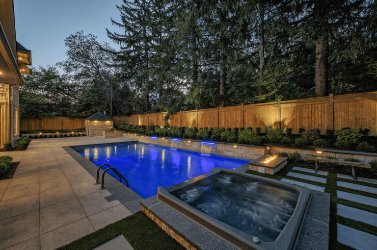 Pool Landscaping, types of waterfalls, backyard, spa