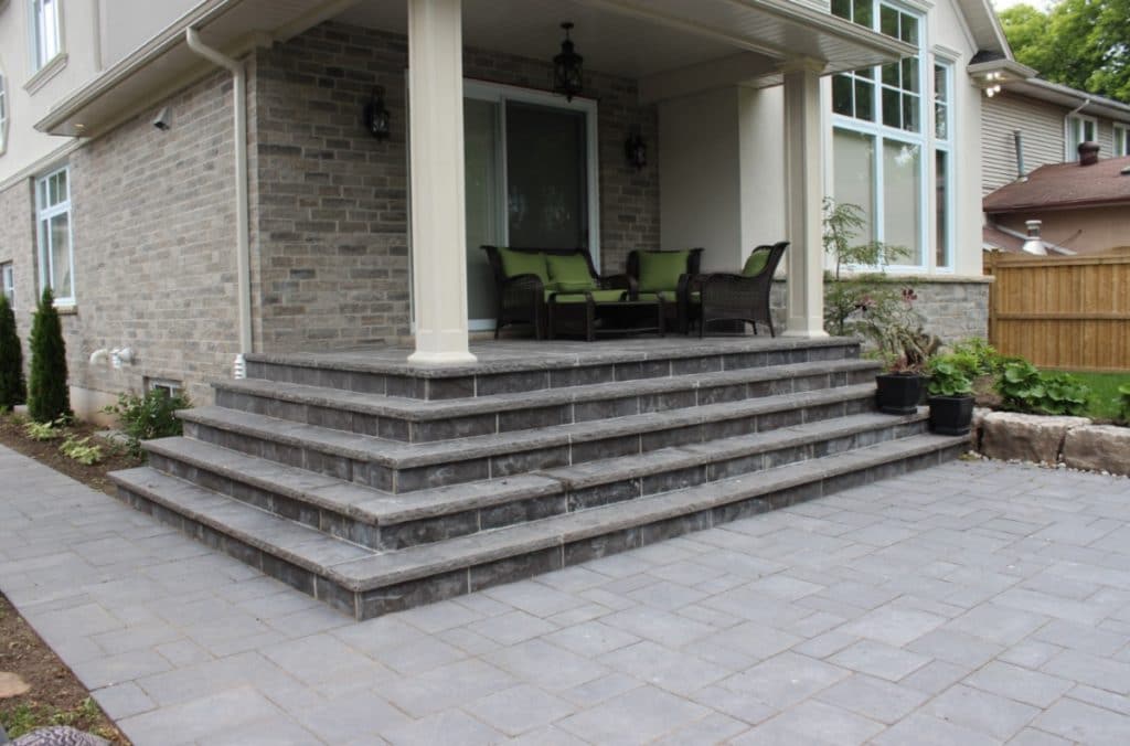 Interlocking Patio, Flagstone Steps, Backyard landscaping