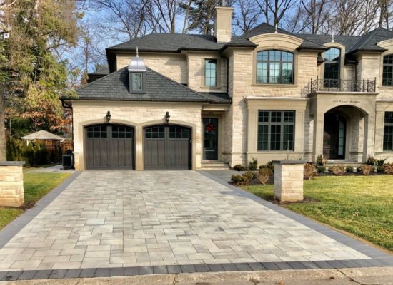 Interlocking Driveway, Columns, Corral Terrace, Oakville, Luxury Landscaping